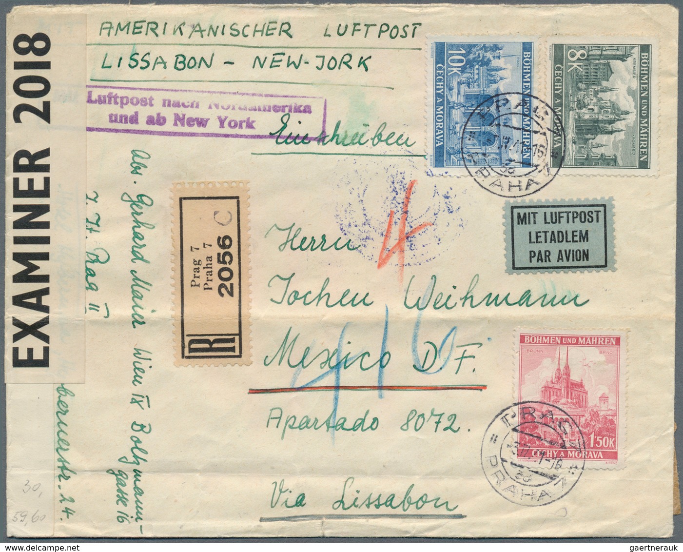 31988 Dt. Besetzung II WK - Böhmen Und Mähren: 1939/1941. Landschaften. Kronen-Werte Auf 8 Luftpostbriefen - Bezetting 1938-45