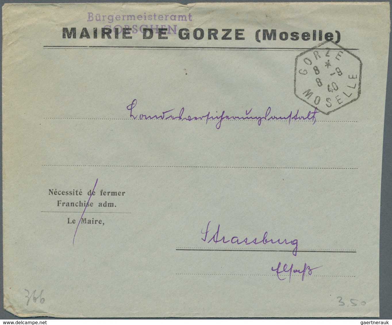 31993 Dt. Besetzung II WK - Elsass: 1940/1944, ELSASS-LOTHRINGEN, Ca. 60 Belege Und Ca. 10 Briefstücke, Fa - Bezetting 1938-45