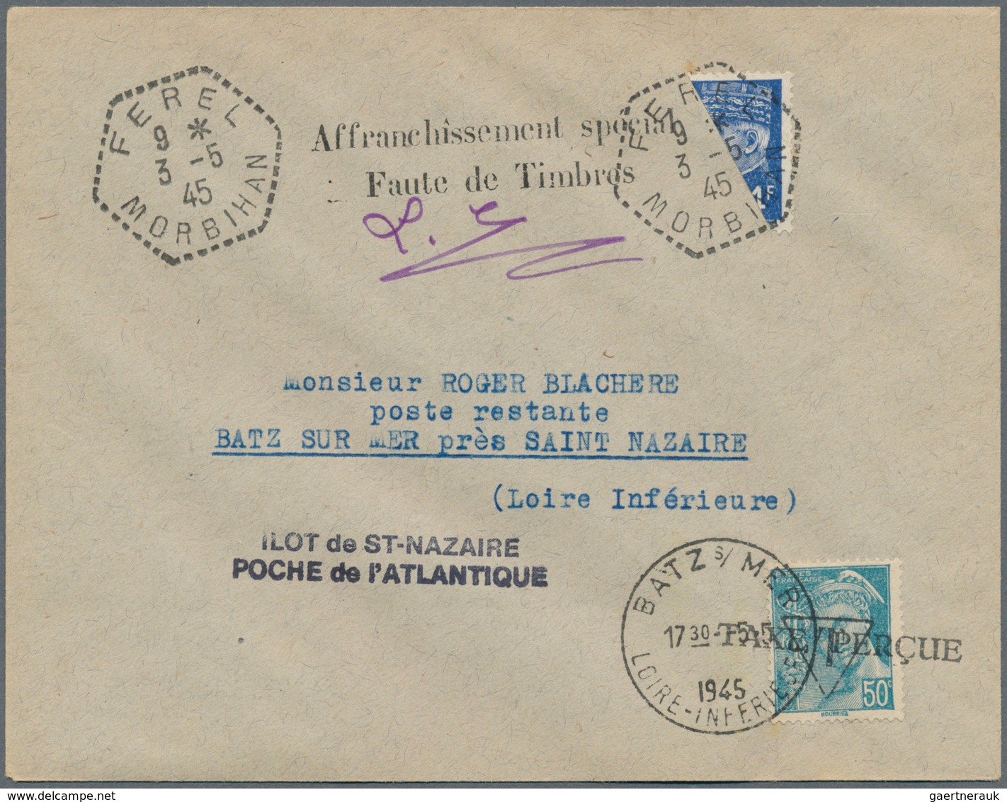 31994 Dt. Besetzung II WK - Frankreich - St. Nazaire: 1945, Hochwertige Sammlung Mit 9 Belegen, Dabei MiNr - Besetzungen 1938-45