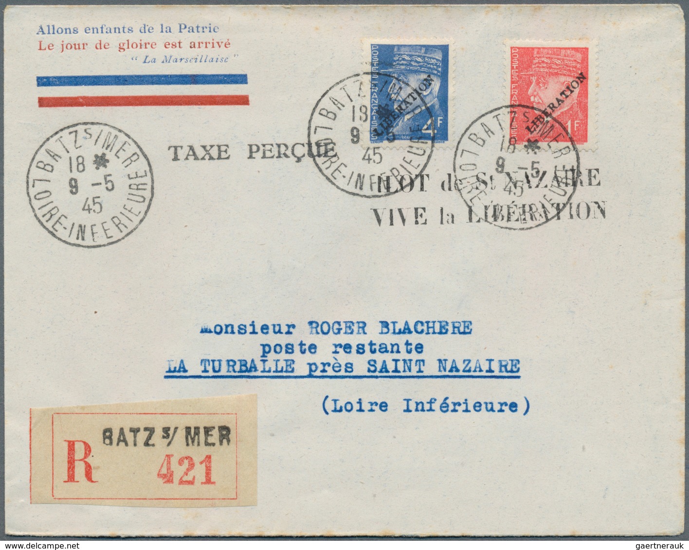 31995 Dt. Besetzung II WK - Frankreich - St. Nazaire: 1945, Drei Brief Mit Frankaturen Und Aufdruck "LIBER - Bezetting 1938-45