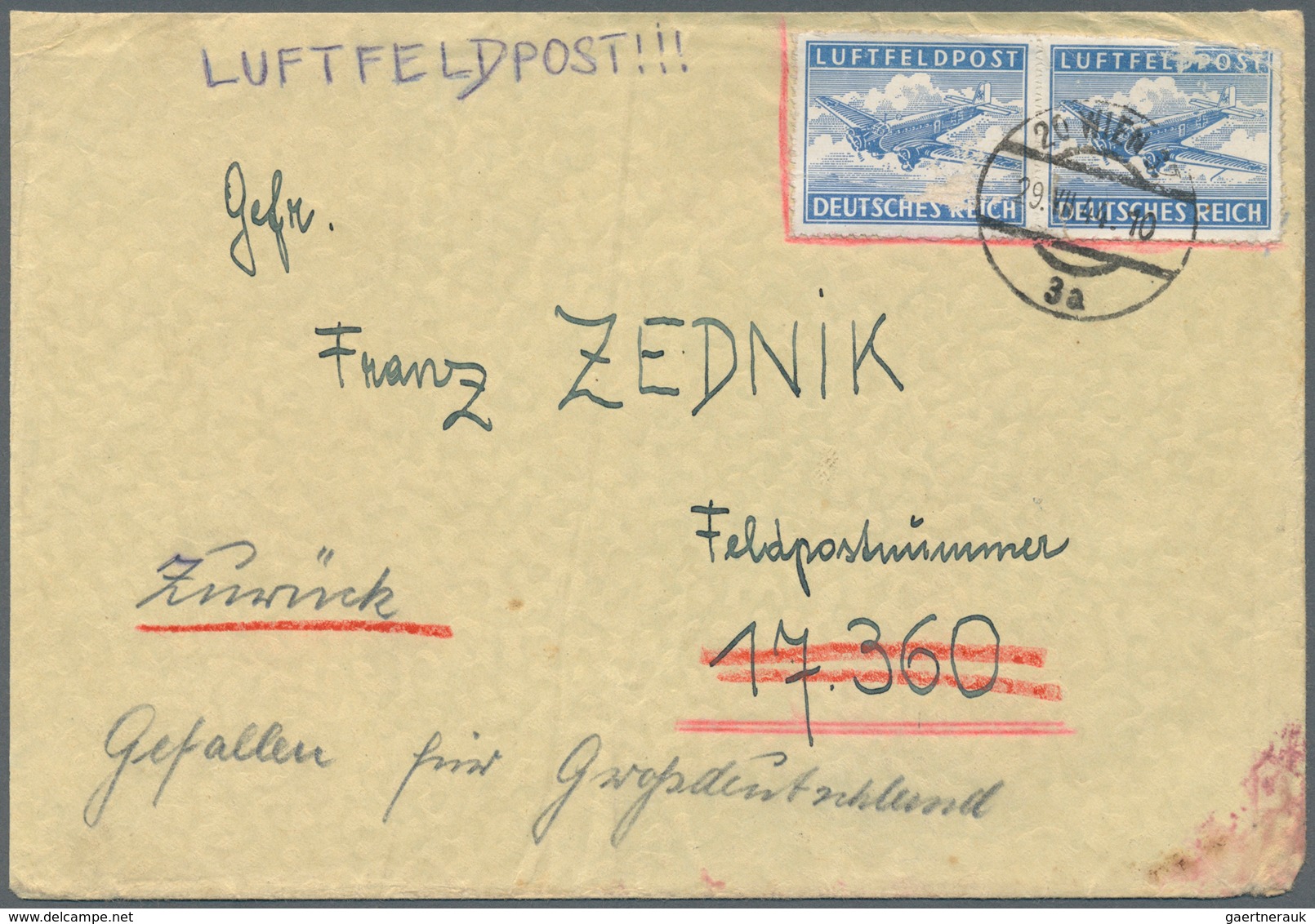 32033 Feldpost 2. Weltkrieg: 1937/1945, 70 Poststücke Mit Immer Wieder Auch Besseren Belegen. Ein Portofre - Andere & Zonder Classificatie