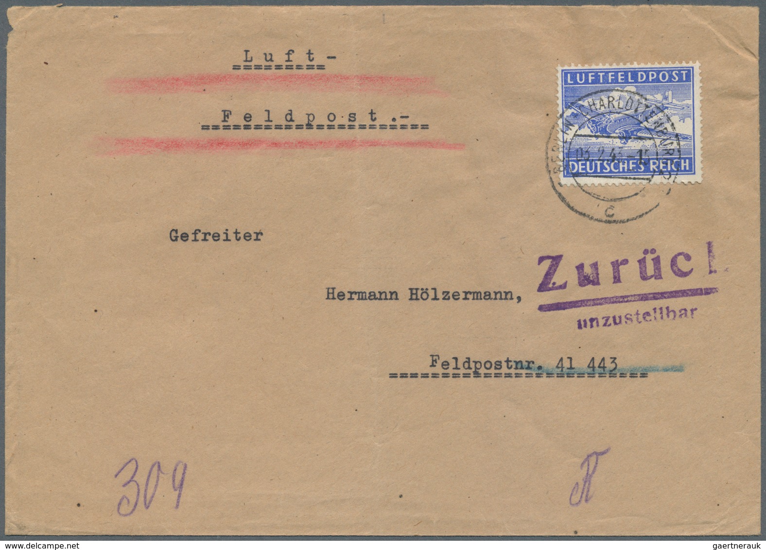 32033 Feldpost 2. Weltkrieg: 1937/1945, 70 Poststücke Mit Immer Wieder Auch Besseren Belegen. Ein Portofre - Sonstige & Ohne Zuordnung