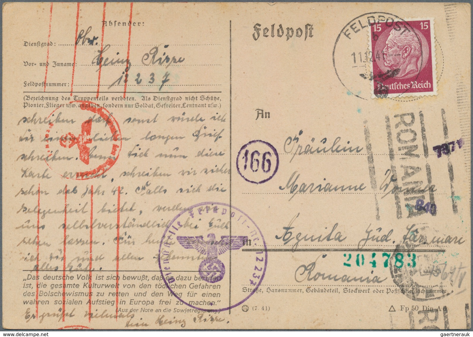 32035 Feldpost 2. Weltkrieg: 1937/1945, Vielseitige Kleine Feldpostsammlung Von über 90 Belegen Mit Intere - Sonstige & Ohne Zuordnung