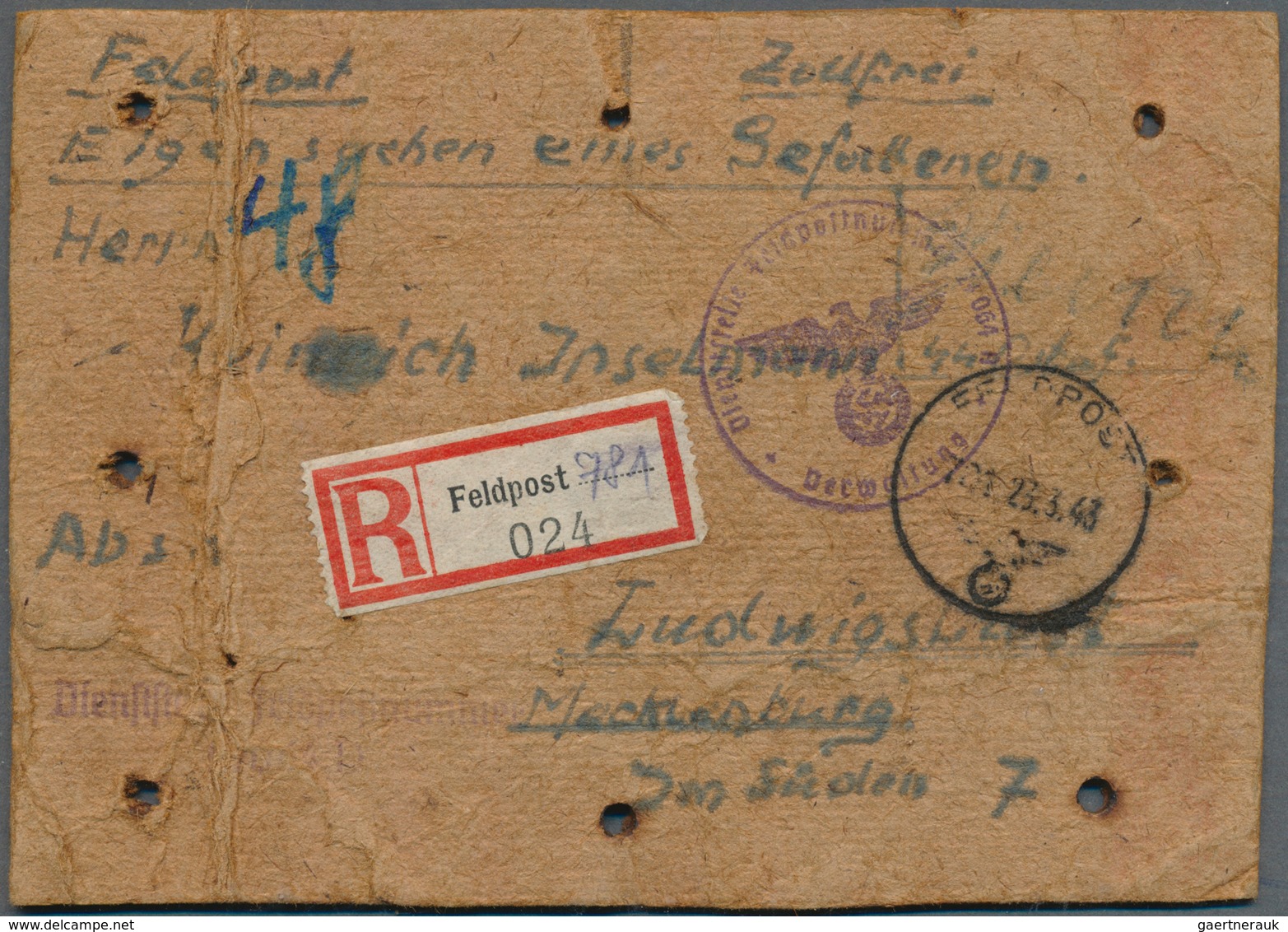 32035 Feldpost 2. Weltkrieg: 1937/1945, vielseitige kleine Feldpostsammlung von über 90 Belegen mit intere