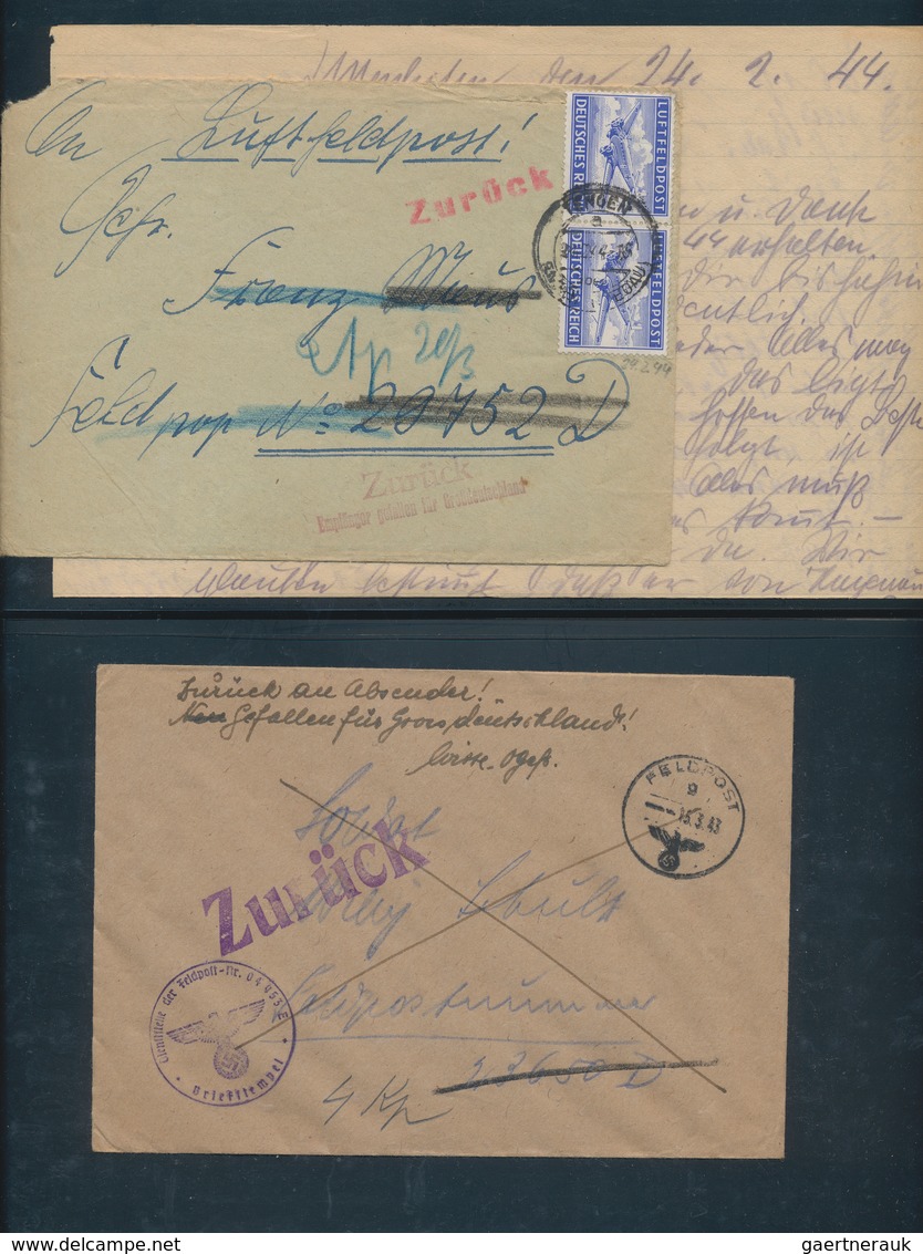 32038 Feldpost 2. Weltkrieg: 1939/1945 (ca): Interessante Sammlung Von 90 Feldpostbelegen. Dabei Viele Ung - Sonstige & Ohne Zuordnung