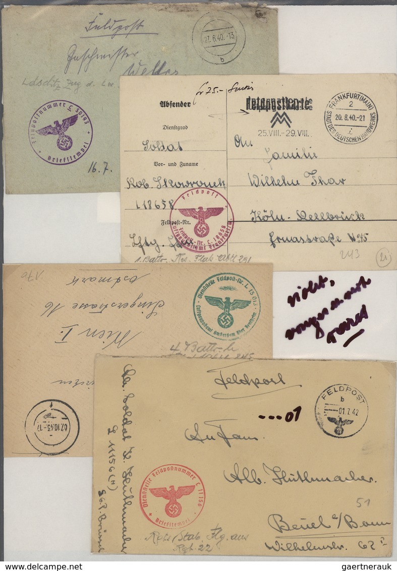 32043 Feldpost 2. Weltkrieg: 1939/1945, Gehaltvolle Und Vielseitige Sammlung Mit Ca. 200 Luftfeldpost-Bele - Sonstige & Ohne Zuordnung