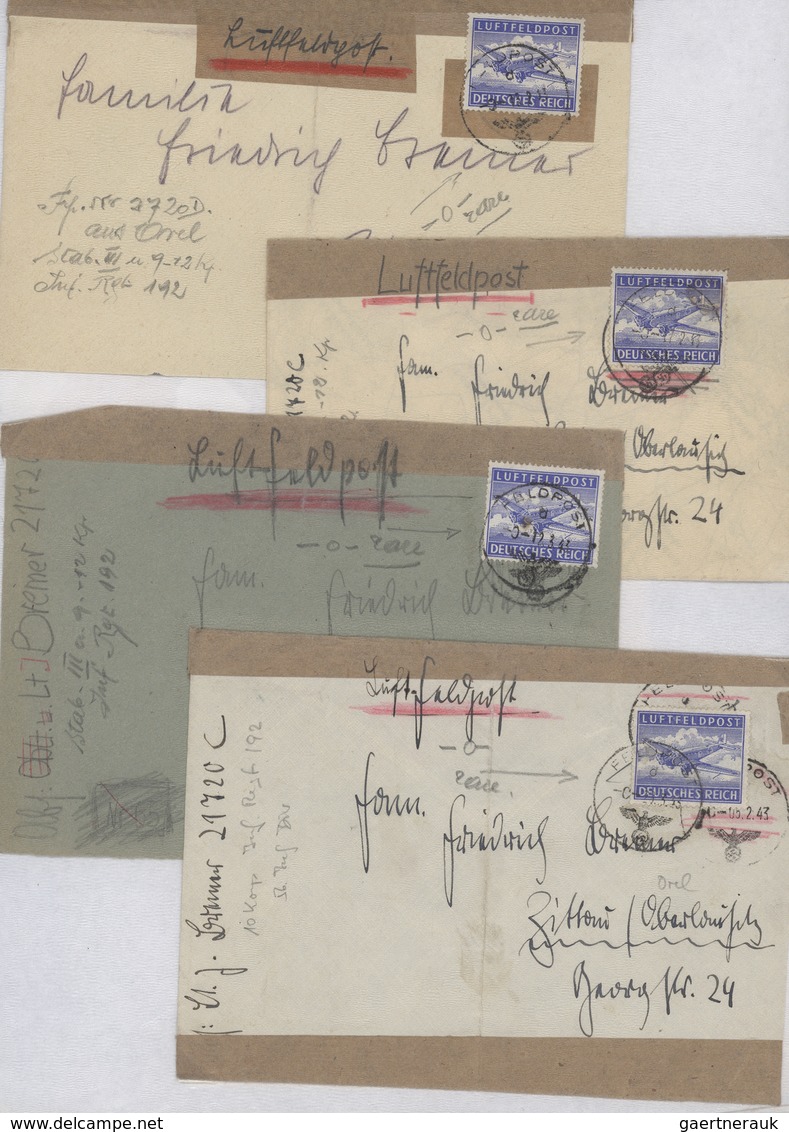 32043 Feldpost 2. Weltkrieg: 1939/1945, gehaltvolle und vielseitige Sammlung mit ca. 200 Luftfeldpost-Bele