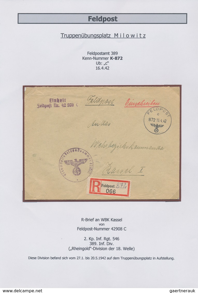 32047 Feldpost 2. Weltkrieg: 1939/1945, umfangreiche Sammlung von ca. 180 Belegen in zwei Ordnern, davon e