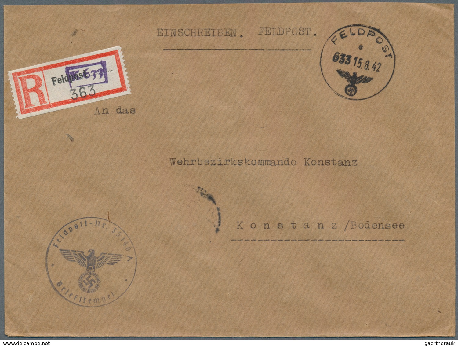 32048 Feldpost 2. Weltkrieg: 1939/1945, Umfangreiche Sammlung Von Ca. 800 Feldpost-Einschreiben, Nach Kenn - Andere & Zonder Classificatie