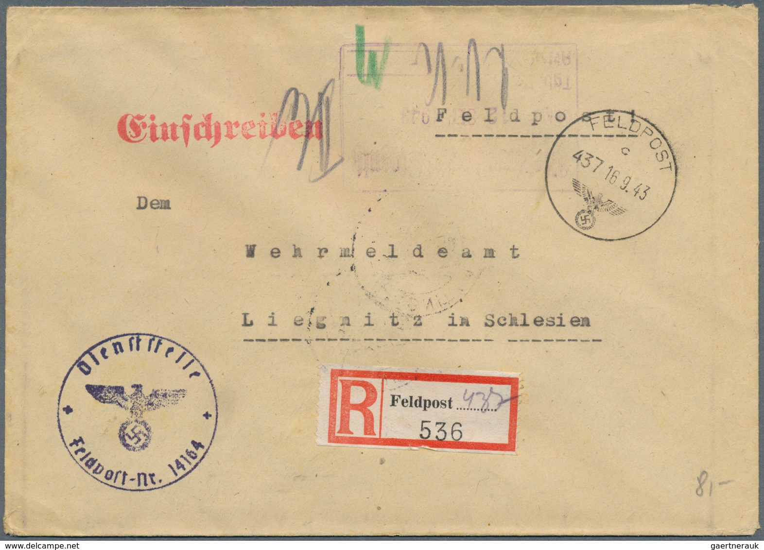 32048 Feldpost 2. Weltkrieg: 1939/1945, Umfangreiche Sammlung Von Ca. 800 Feldpost-Einschreiben, Nach Kenn - Andere & Zonder Classificatie