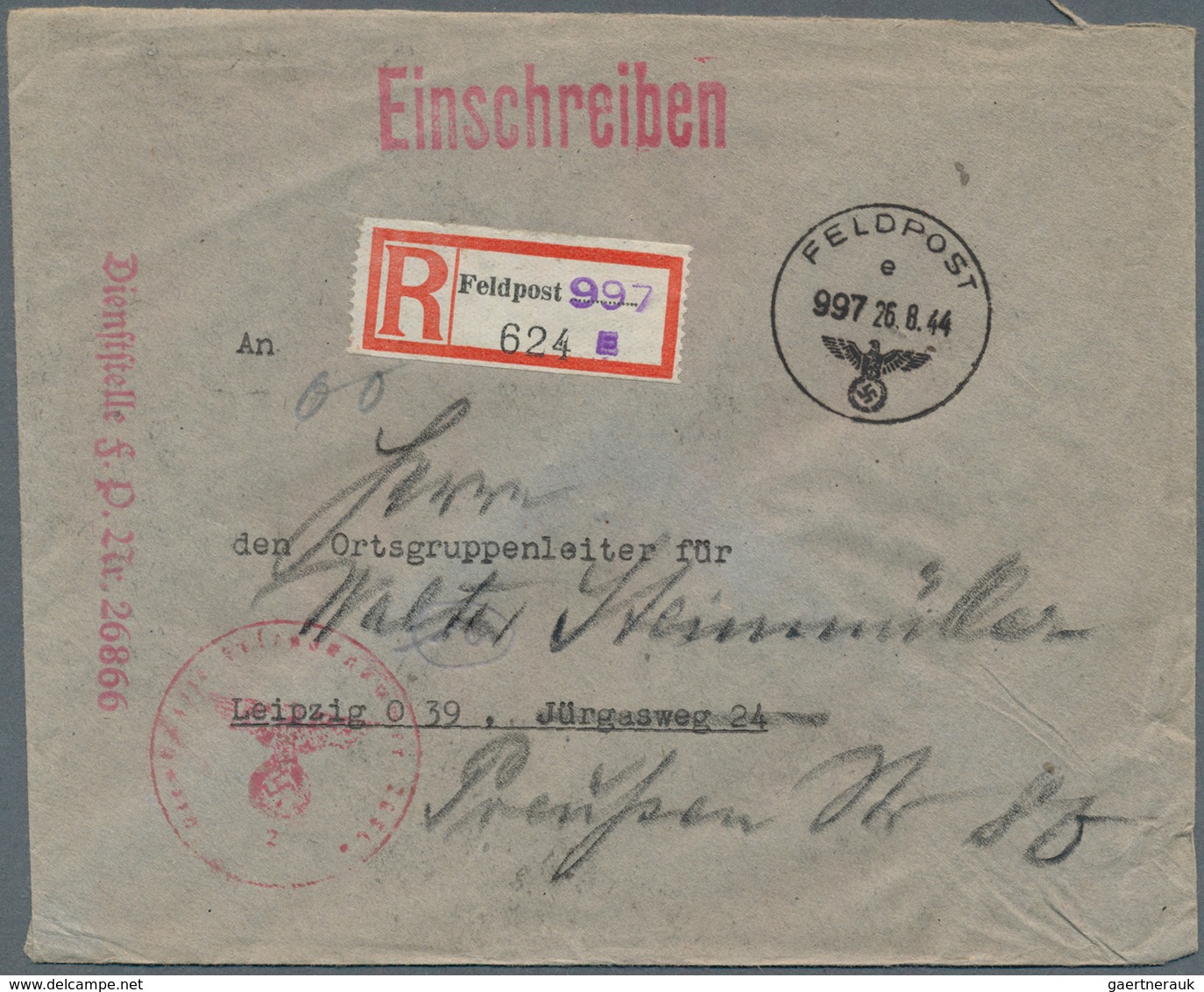 32048 Feldpost 2. Weltkrieg: 1939/1945, Umfangreiche Sammlung Von Ca. 800 Feldpost-Einschreiben, Nach Kenn - Sonstige & Ohne Zuordnung