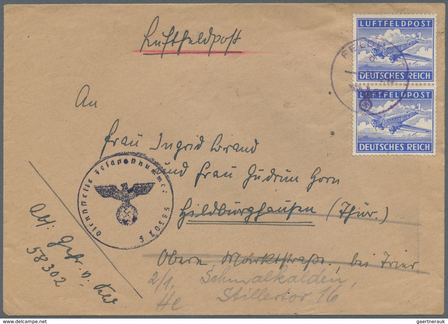 32051 Feldpost 2. Weltkrieg: 1939/1944, 61 Feldpostbelege, Eilnachrichten-, Lebenszeichen- und Eilauftrags