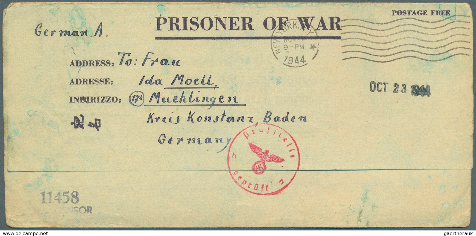 32069 Zensurpost: 1915/1948, 27 Belege Mit Frankaturen Aus Übersee Bzw. Entsprechende Kriegsgefangenenpost - Sonstige & Ohne Zuordnung