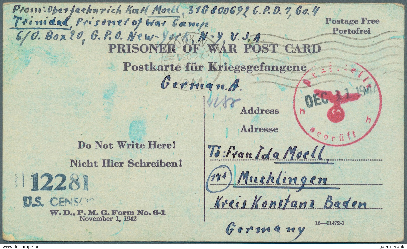32069 Zensurpost: 1915/1948, 27 Belege Mit Frankaturen Aus Übersee Bzw. Entsprechende Kriegsgefangenenpost - Sonstige & Ohne Zuordnung