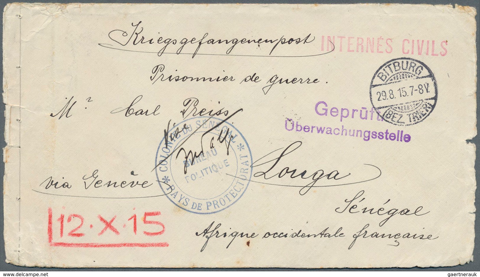 32078 Kriegsgefangenen-Lagerpost: 1915/1919, Bestand Von 170 Belegen (div. Vordrucke, Lager-/Postzensuren, - Andere & Zonder Classificatie