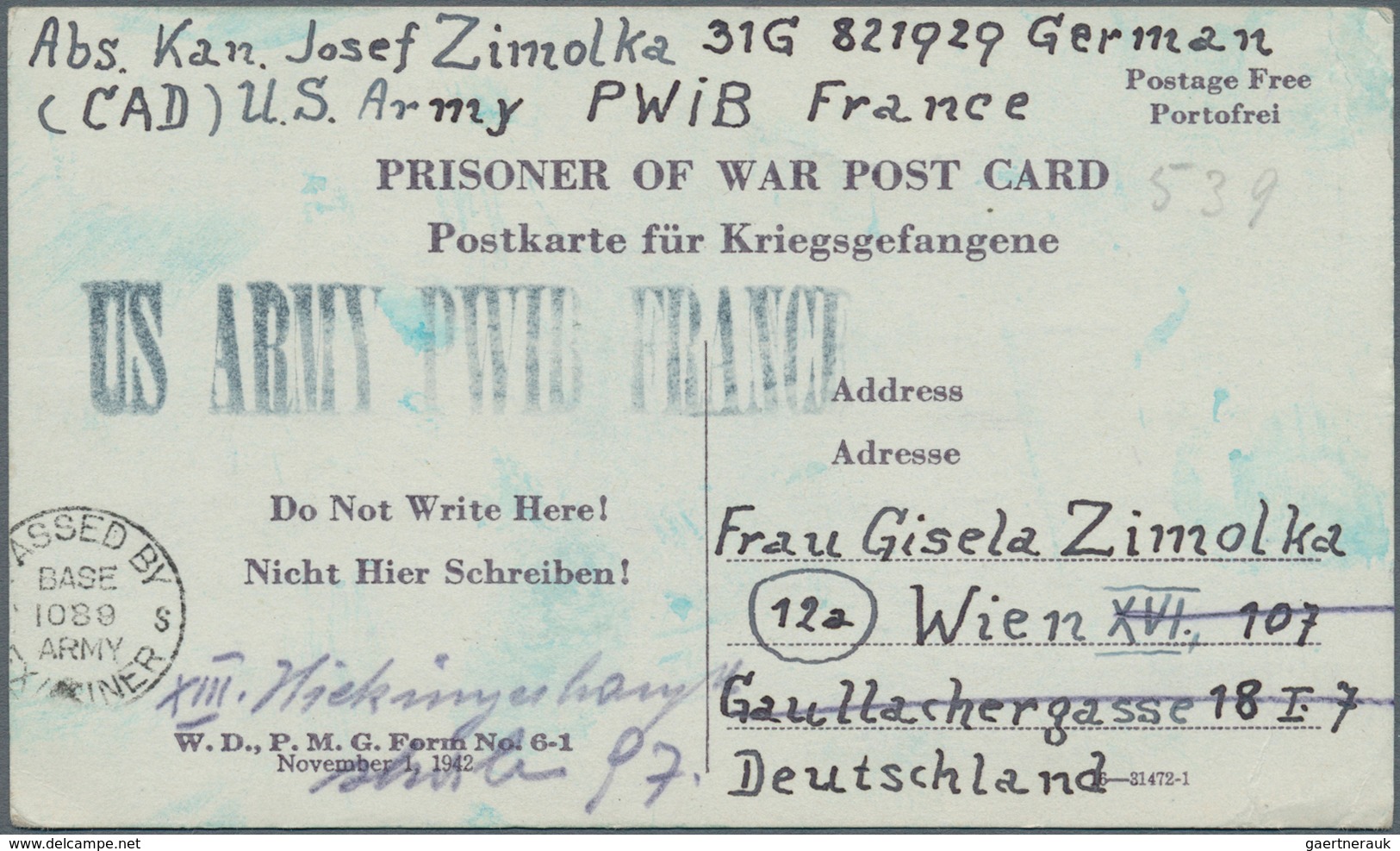 32084 Kriegsgefangenen-Lagerpost: USA: 1940/1950, Partie Von Ca. 25 Belegen Von Und An Deutsche Kriegsgefa - Sonstige & Ohne Zuordnung