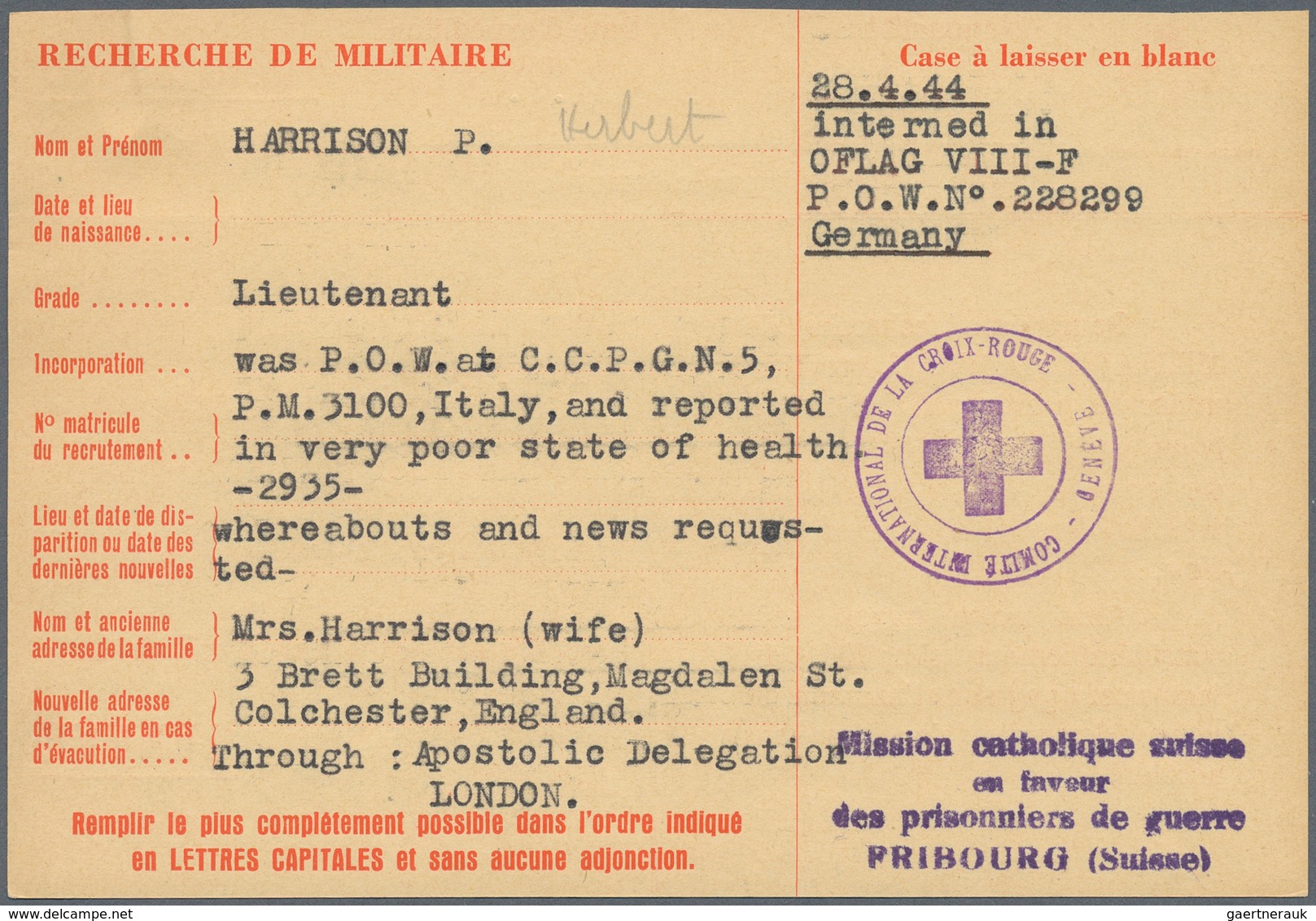 32085 Kriegsgefangenen-Lagerpost: 1940/1945: Ca 90 Bis 120 Kriegsgefangenen-Such Bzw. Registrierungskarten - Andere & Zonder Classificatie