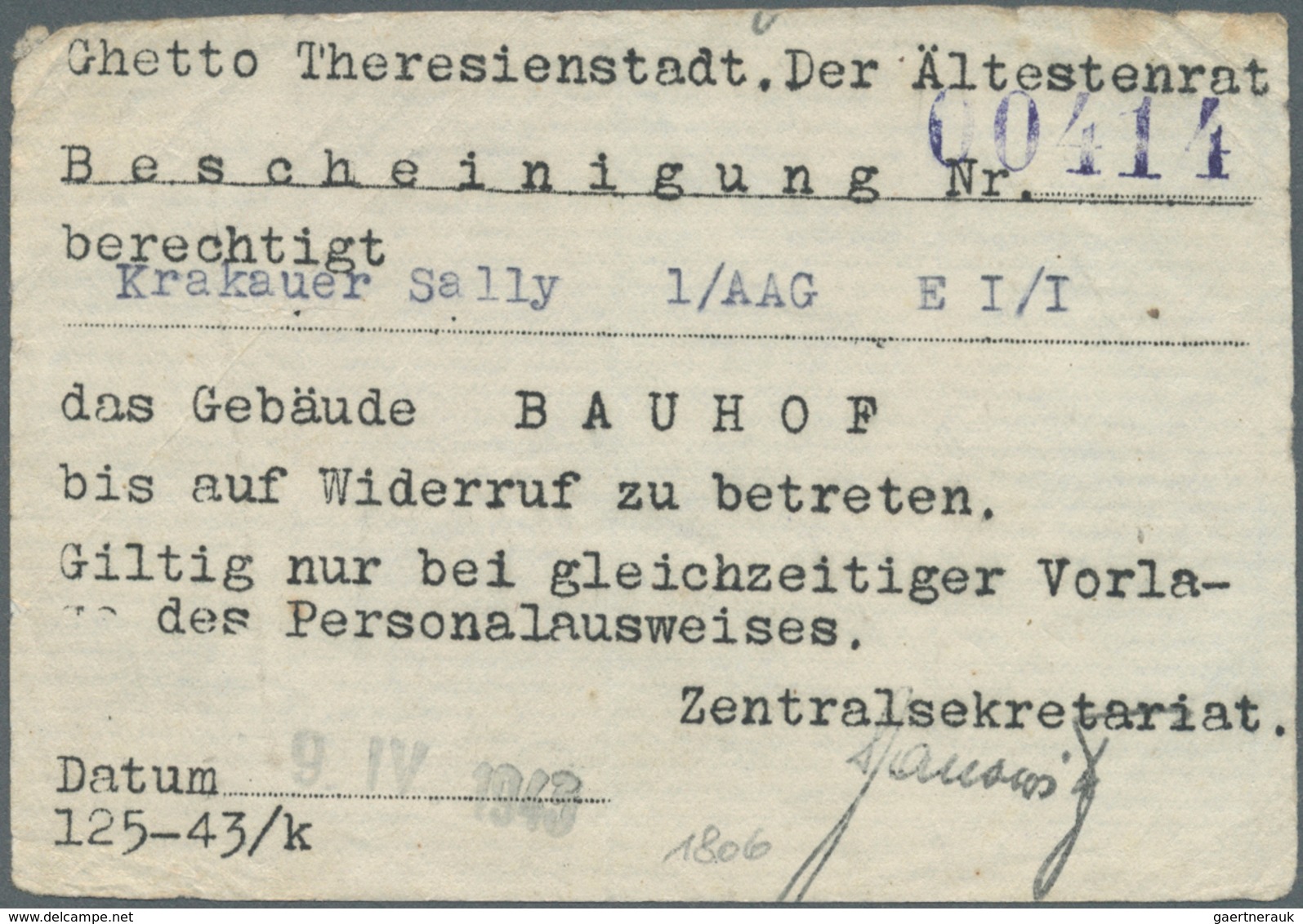 32089 KZ-Post: 1940/1945, THERESIENSTADT, ca. 260 Belege mit weit reichendem Spektrum zum Thema Juden in d