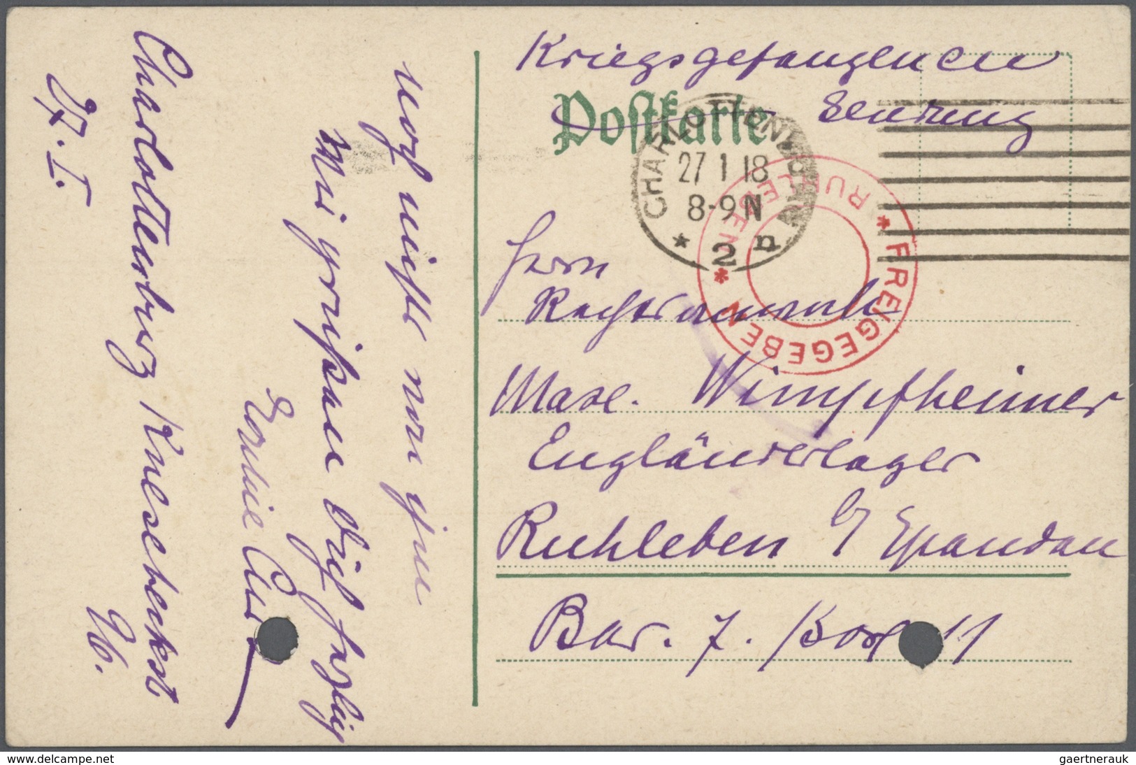 32093 Lagerpost: Ruhleben: 1917/1918, Große Schachtel Voll Mit Einer Interessanten Korrespondenz An Den Re - Sonstige & Ohne Zuordnung