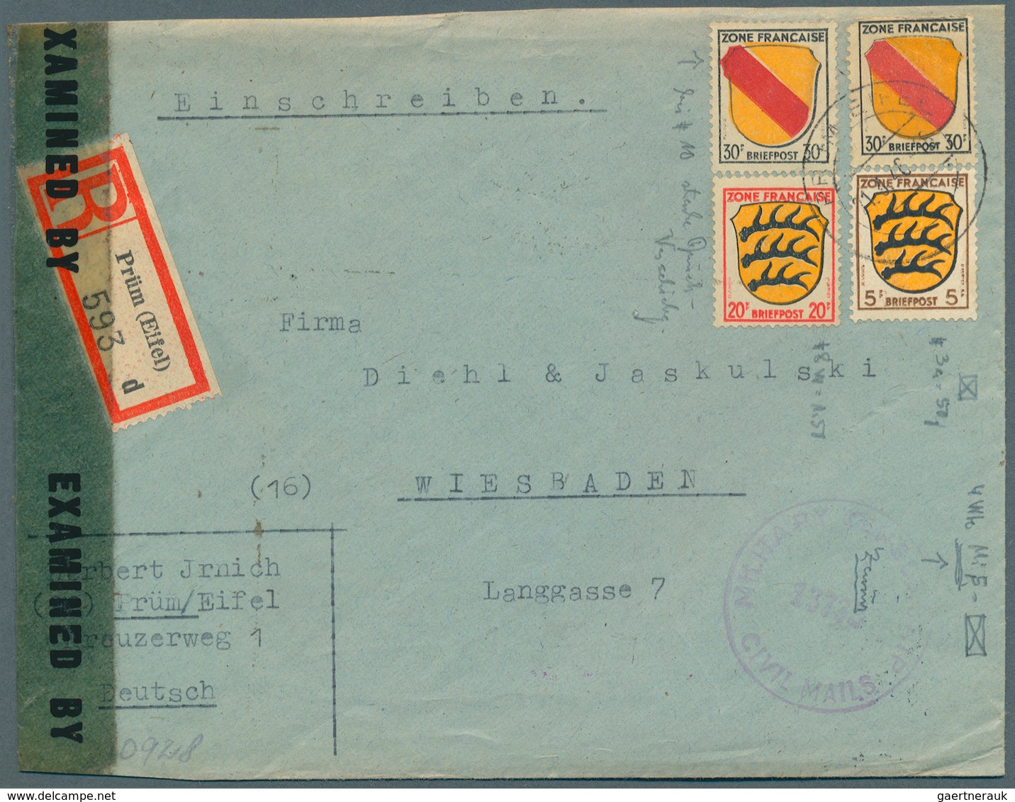 32107 Deutschland Nach 1945: 1945/1948, 38 Zensurbelege, überwiegend Ziffern- Und Arbeiterserie, Dazu Frei - Verzamelingen