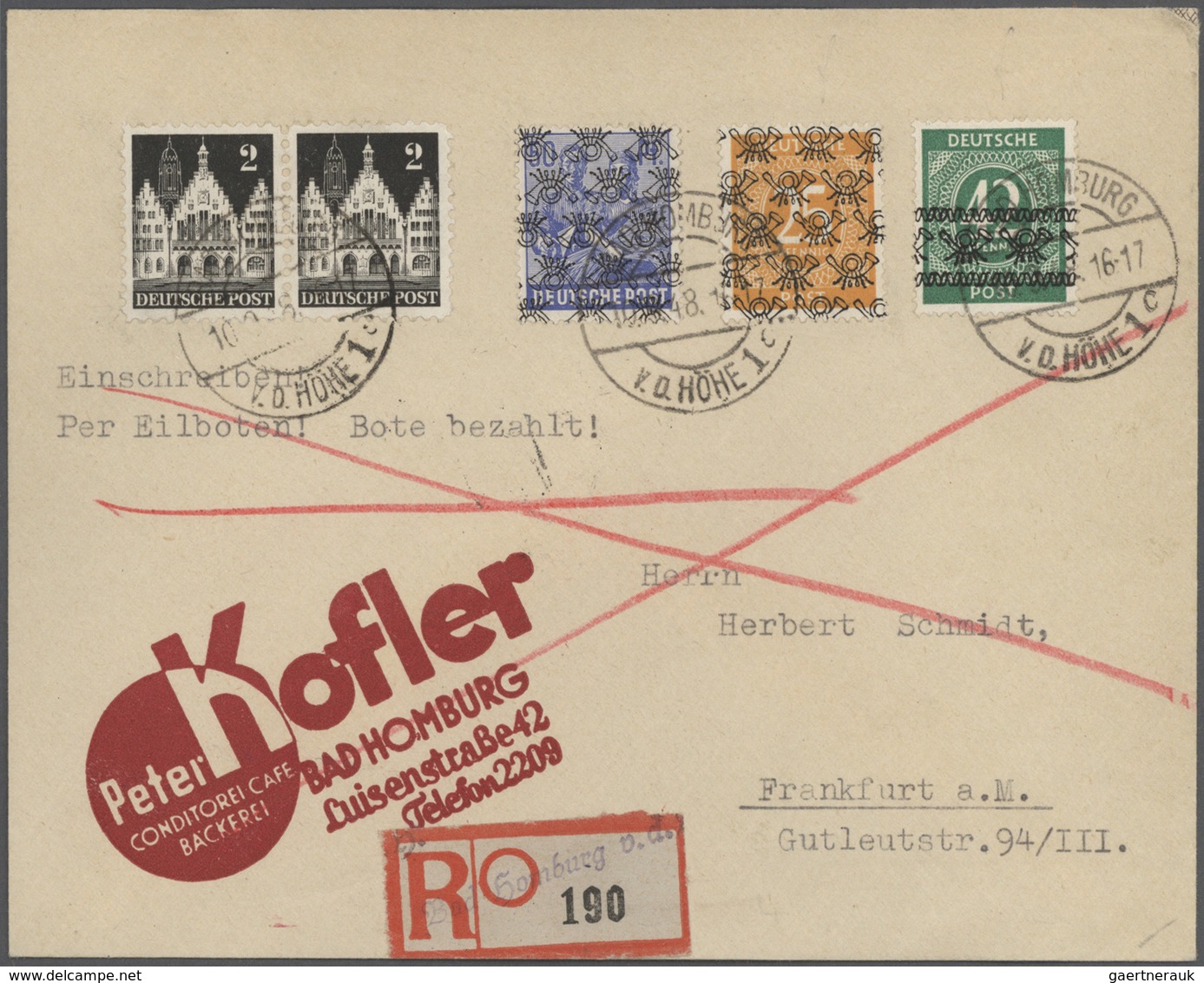 32112 Deutschland Nach 1945: 1945/1949, Sammlung Von Ca. 220 Briefen Und Karten Mit Frankaturen Kontrollra - Collections