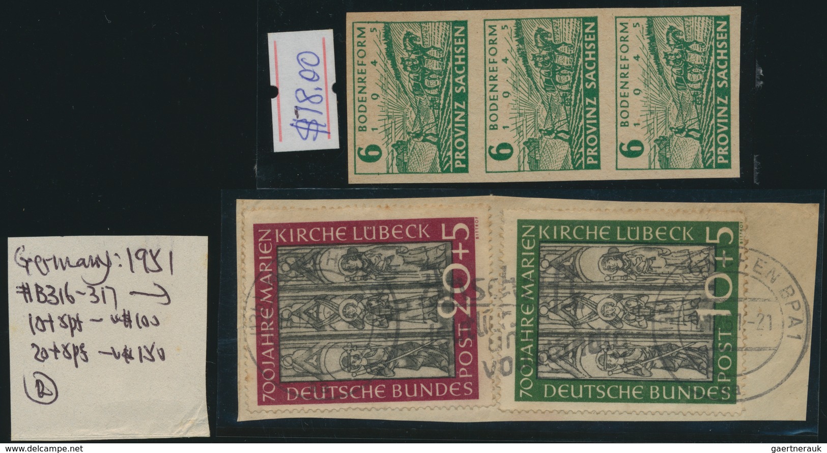 32116 Deutschland Nach 1945: 1945/1951, Kleines Lot Mit U.a. Berlin Schwarzaufdruck Ungebraucht, Zwei Gest - Verzamelingen