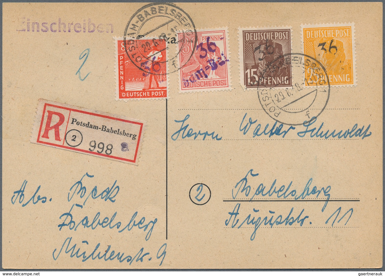 32119 Deutschland nach 1945: 1945/1956, vielseitiger Bestand von ca. 135 Briefen/Karten/wenige Vorderseite