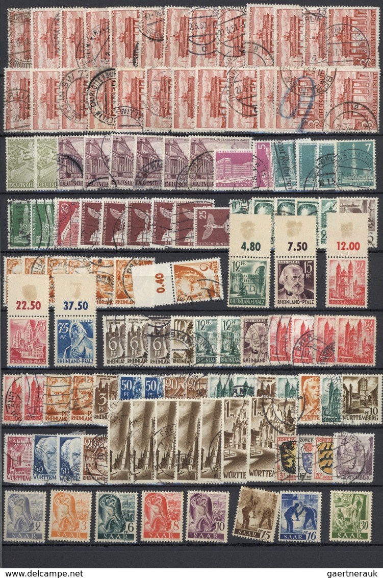 32123 Deutschland Nach 1945: 1945/1960 (ca.), Reichhaltiger, Meist Gestempelter Posten Auf Stecktafeln, Vo - Sammlungen