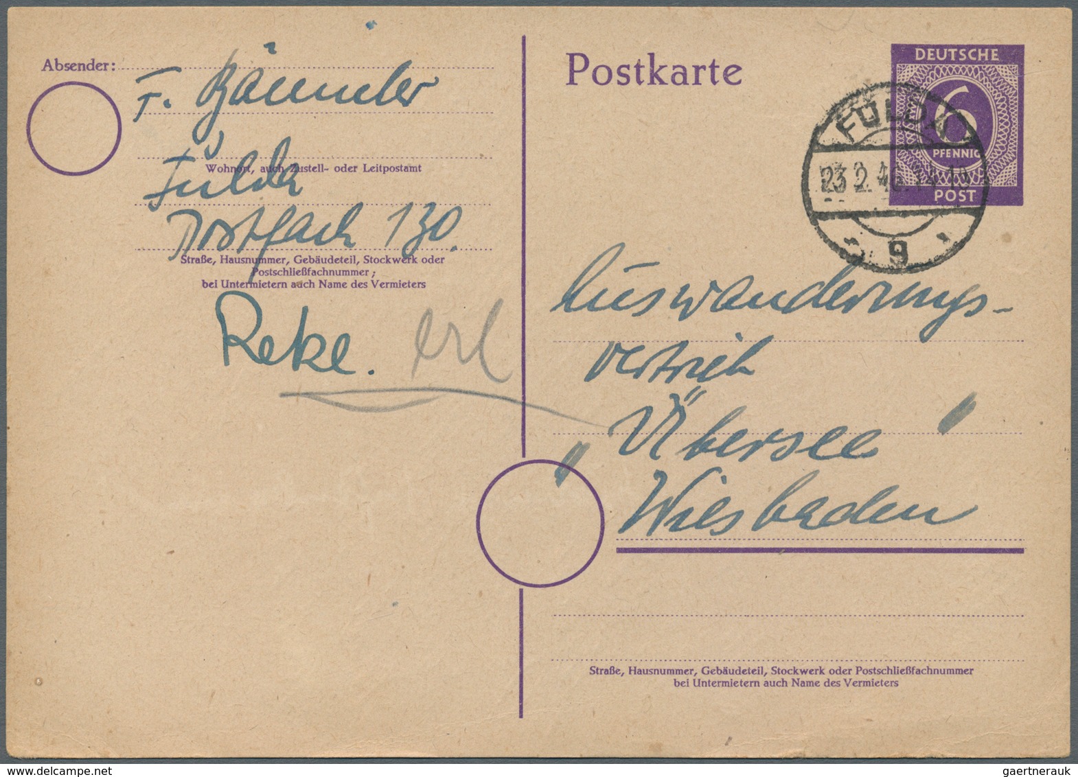 32136 Deutschland Nach 1945: 1945/46, Interssanter Posten Ungebrauchter Und Gebrauchter Ganzsachenkarten, - Verzamelingen