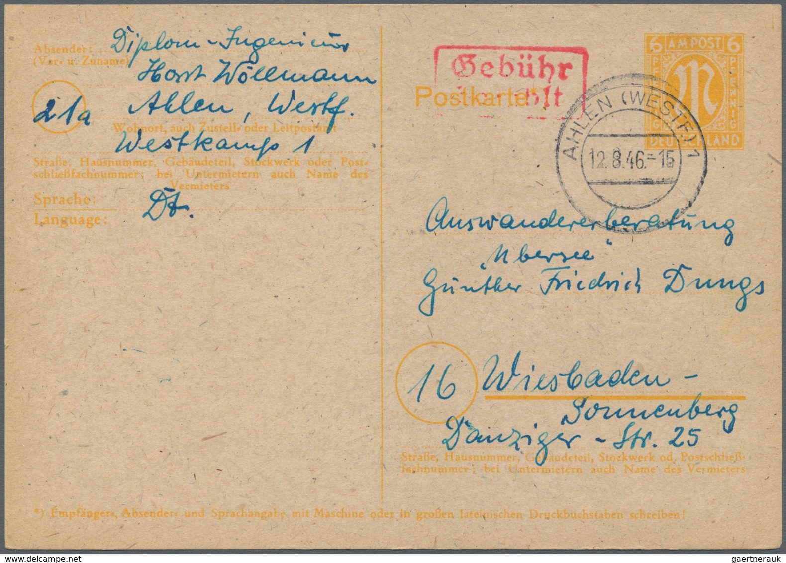 32136 Deutschland Nach 1945: 1945/46, Interssanter Posten Ungebrauchter Und Gebrauchter Ganzsachenkarten, - Verzamelingen