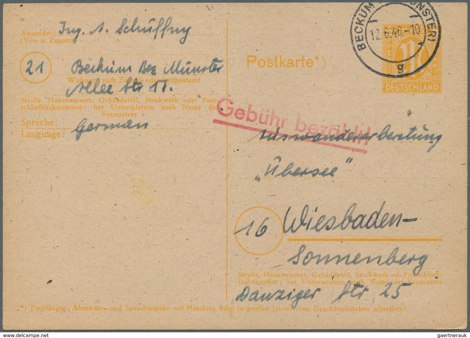 32136 Deutschland Nach 1945: 1945/46, Interssanter Posten Ungebrauchter Und Gebrauchter Ganzsachenkarten, - Verzamelingen