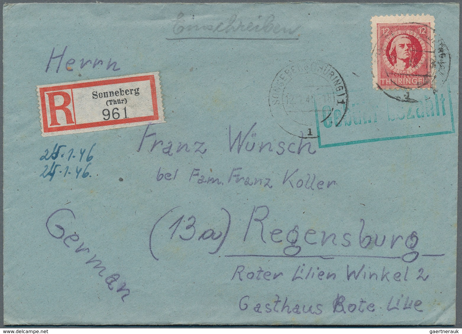 32139 Deutschland Nach 1945: 1945/48, Prall Gefüllter Leitz-Ordner Mit Ca. 220 Bedarfsbelegen Aus Einer Ko - Sammlungen