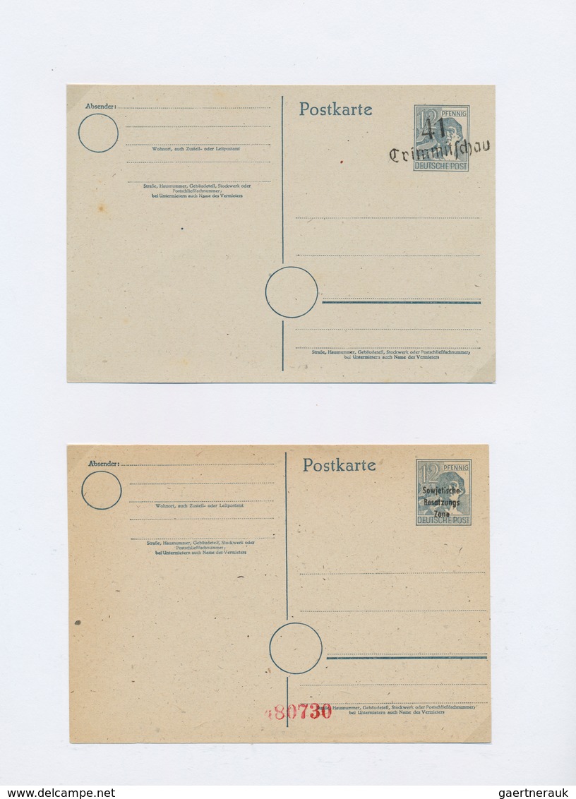 32154 Deutschland Nach 1945: GANZSACHEN: 1945/49, Grundstocksammlung Gebraucht Und Ungebraucht Aller Zonen - Sammlungen