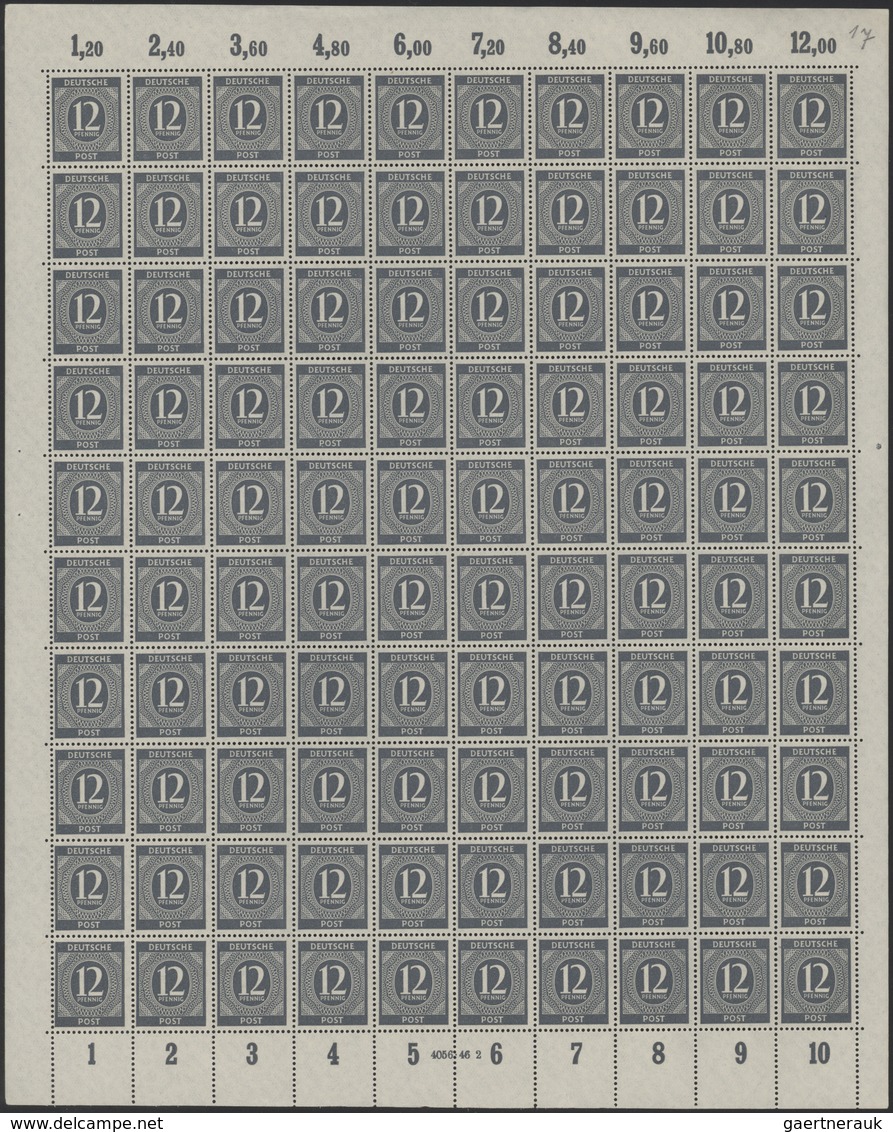 32155 Deutschland Nach 1945: KONTROLLRAT, BIZONE: 1945/49, Sammlung Kompletter Bögen Kontrollrat, AM-Post, - Verzamelingen