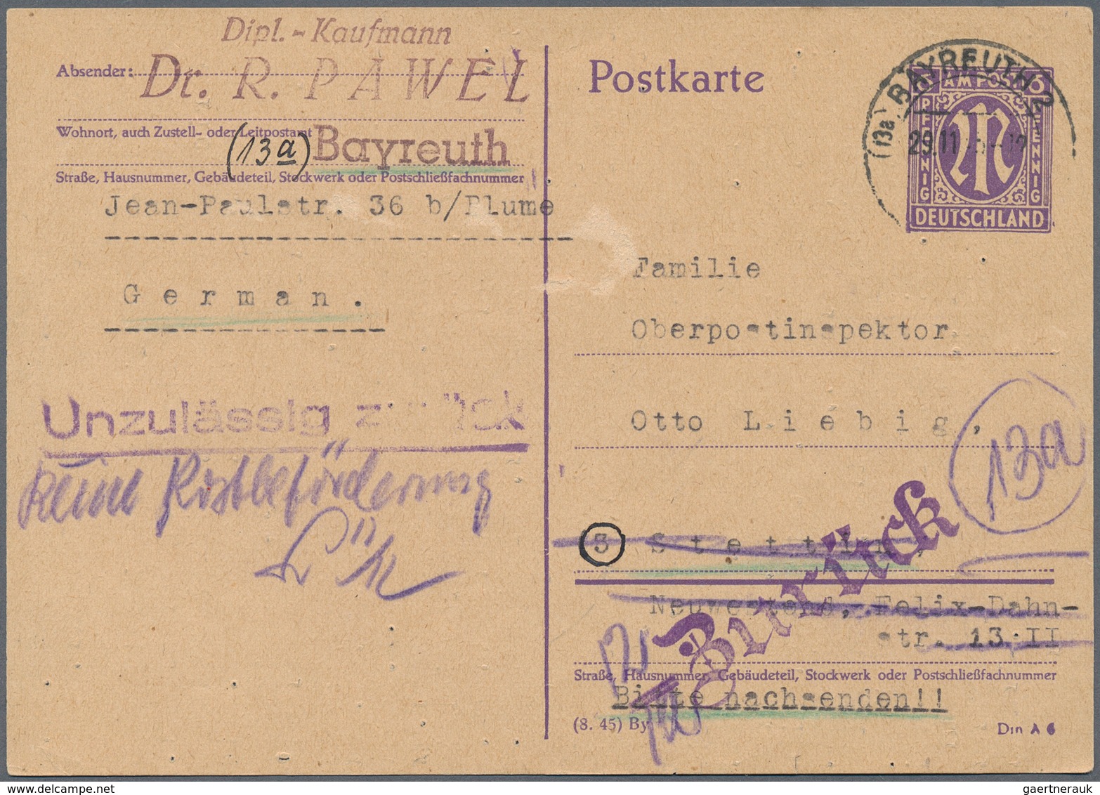 32180 Alliierte Besetzung - Gebühr Bezahlt: 1945/46, Schöner Posten von 24 meist ehemaligen Einzellosen da