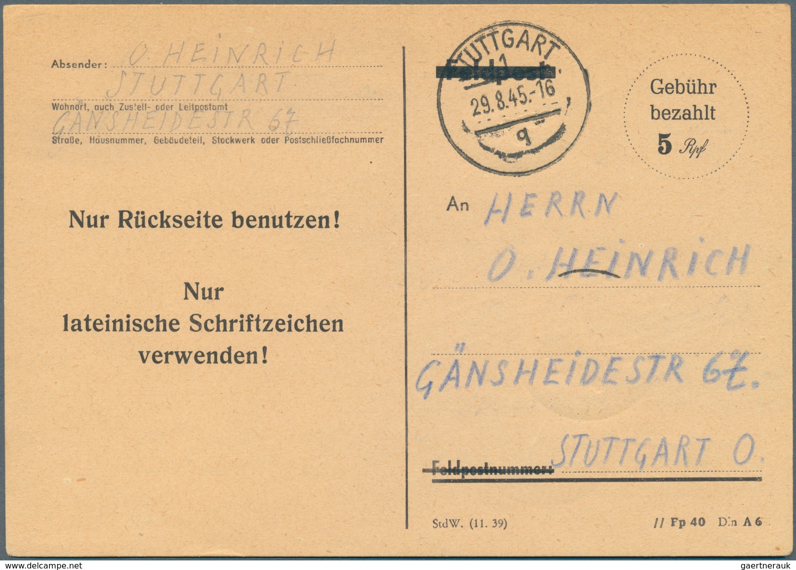 32205 Alliierte Besetzung - Ganzsachen: 1945/1950. Sammlung Von 46 Postkarten, Gebraucht Und Ungebraucht. - Andere & Zonder Classificatie