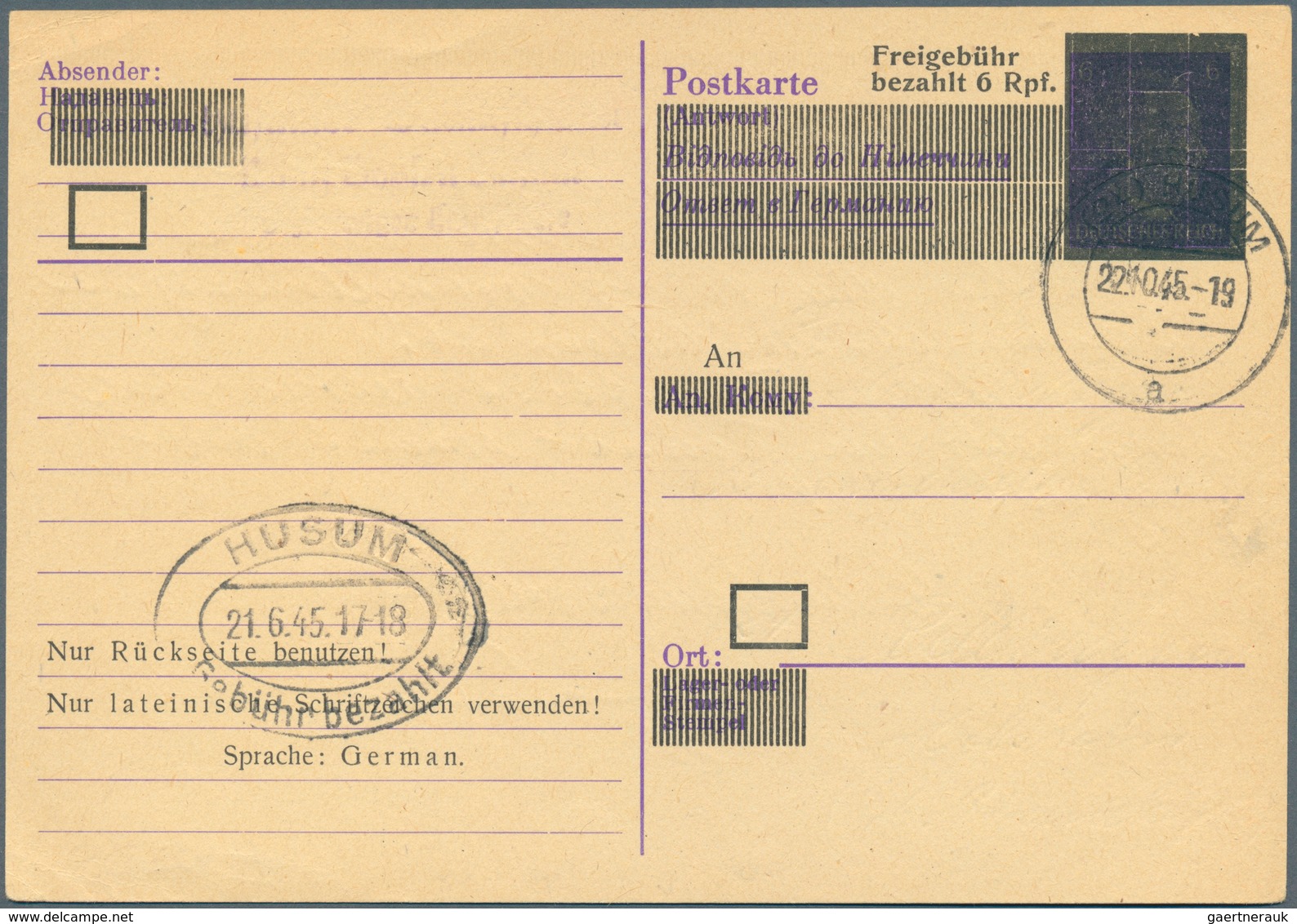 32205 Alliierte Besetzung - Ganzsachen: 1945/1950. Sammlung Von 46 Postkarten, Gebraucht Und Ungebraucht. - Andere & Zonder Classificatie