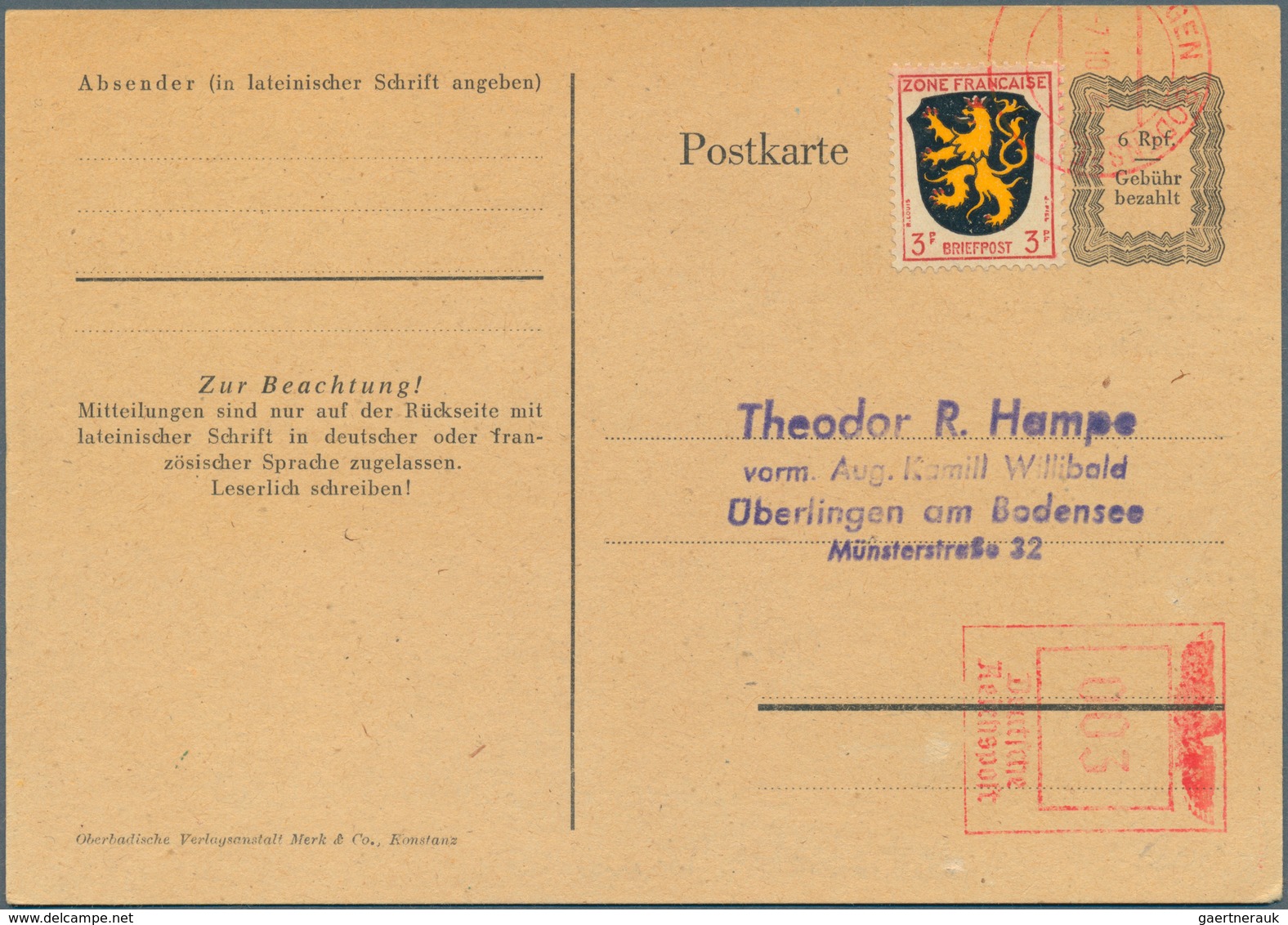 32205 Alliierte Besetzung - Ganzsachen: 1945/1950. Sammlung Von 46 Postkarten, Gebraucht Und Ungebraucht. - Andere & Zonder Classificatie