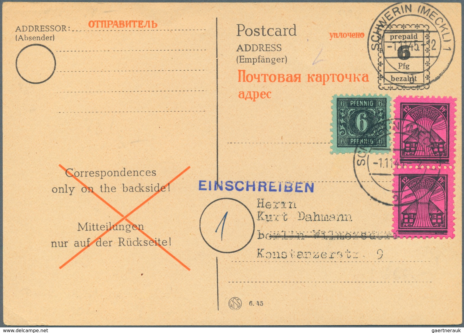 32205 Alliierte Besetzung - Ganzsachen: 1945/1950. Sammlung von 46 Postkarten, gebraucht und ungebraucht.