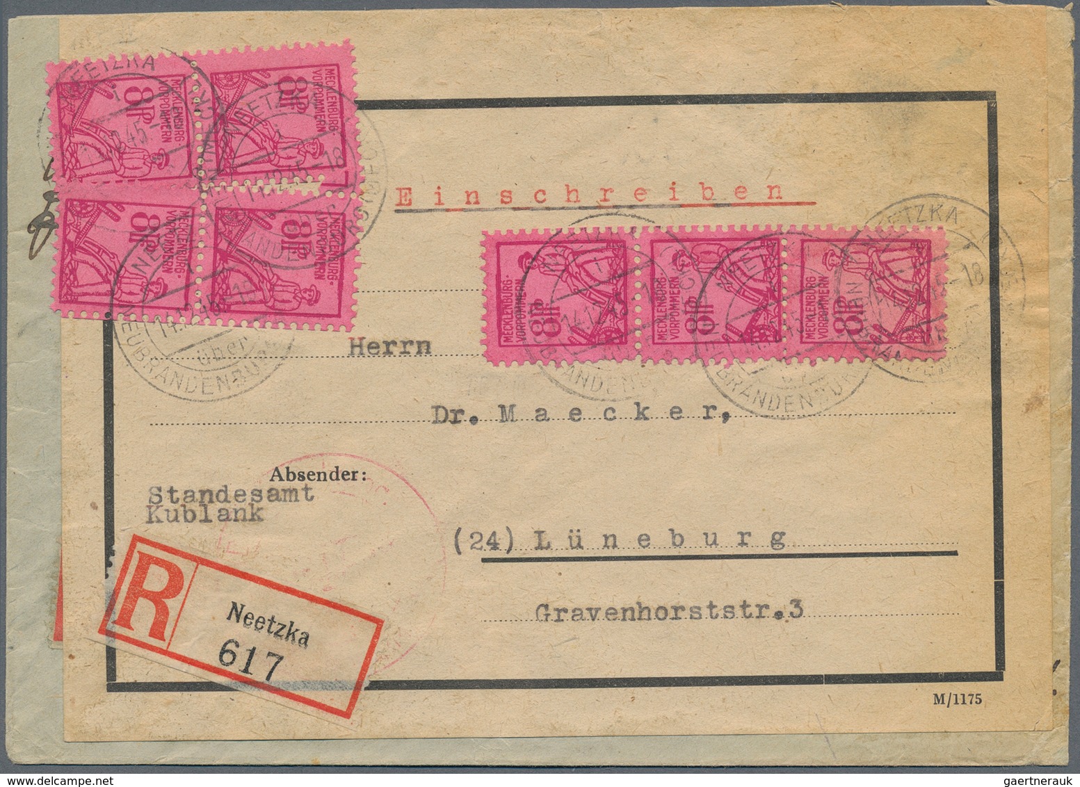 32248 Sowjetische Zone - Mecklenburg-Vorpommern: 1945/1946, Dauerserien Einzel- und Mehrfachfrankaturen: s