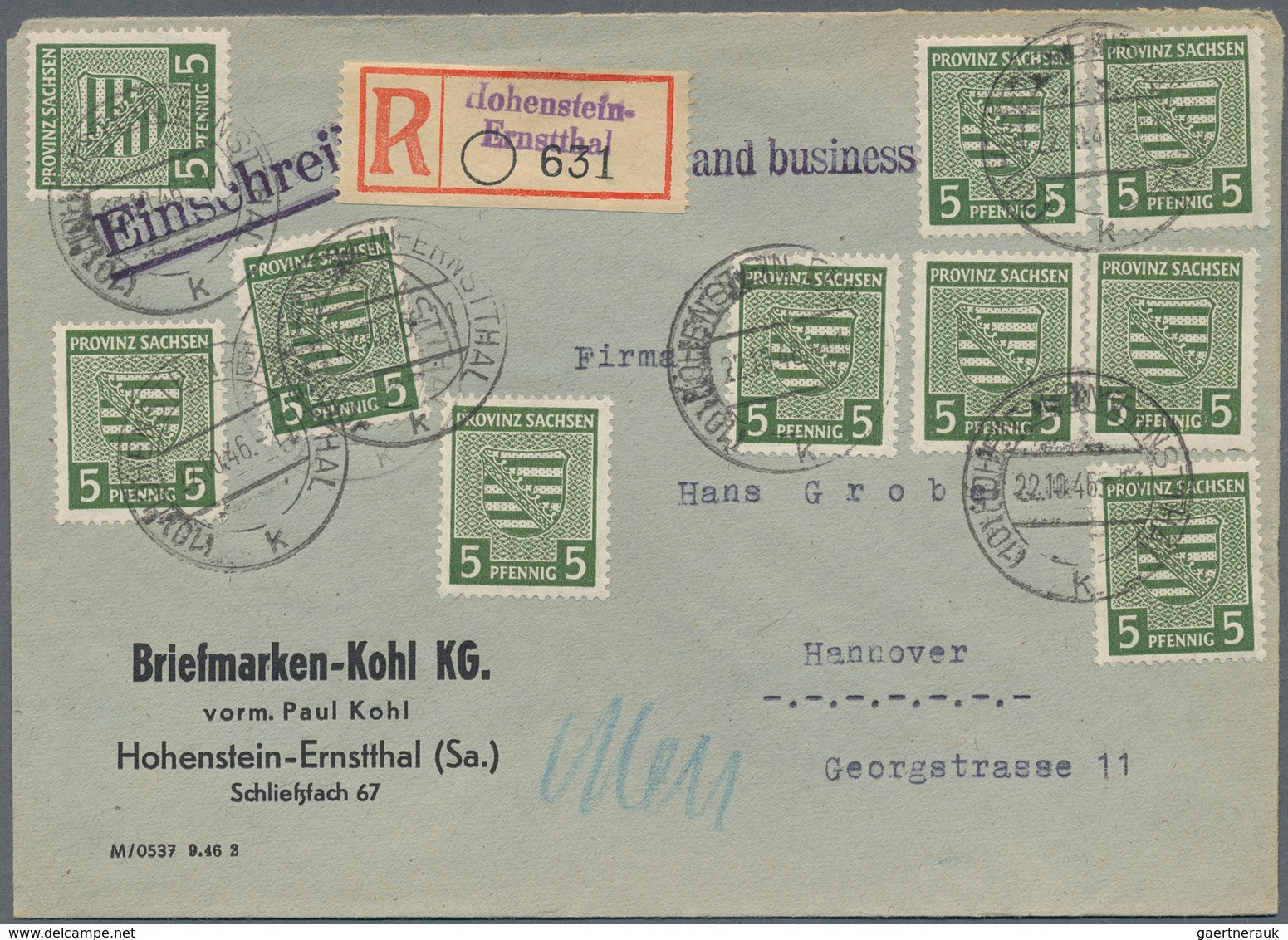 32255 Sowjetische Zone - Provinz Sachsen: 1945/1946, Dauerserien Einzel- und Mehrfachfrankaturen: gehaltvo