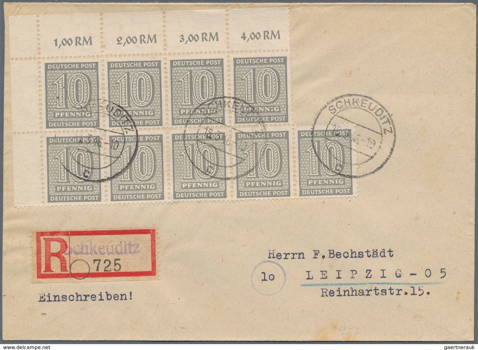 32260 Sowjetische Zone - West-Sachsen: 1945/1946, Dauerserien Einzel- und Mehrfachfrankaturen: sehr gehalt