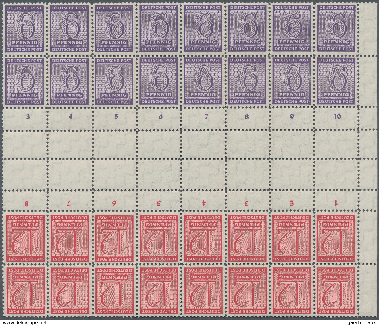 32261 Sowjetische Zone - West-Sachsen: 1945, Zusammendrucke Ziffern, Postfrisches Lot Von Geschnittenen Un - Andere & Zonder Classificatie
