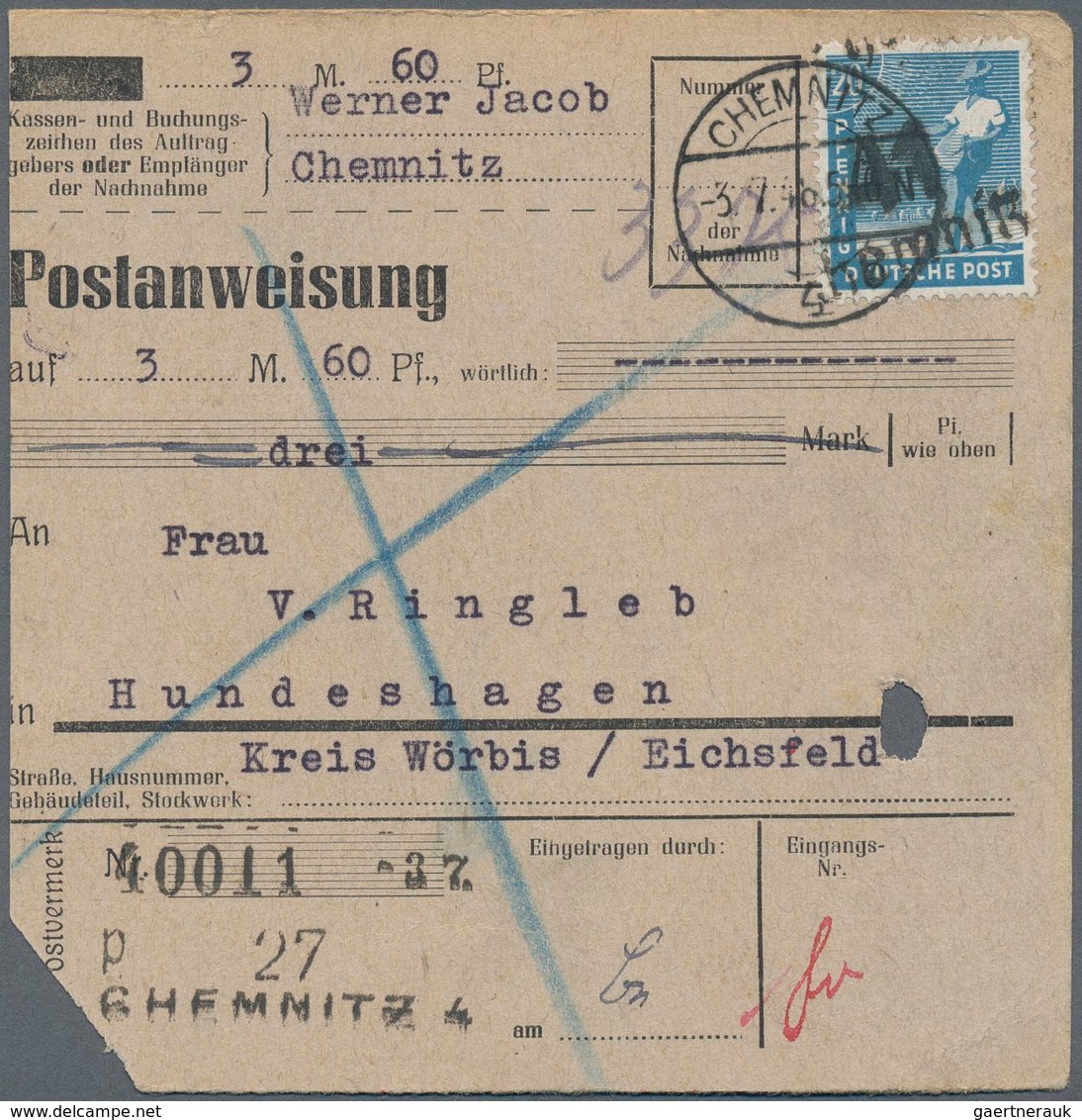 32267 Sowj. Zone - Bezirkshandstempel: 1948, Gehaltvolle Spezialsammlung Einzel- Und Mehrfachfrankaturen M - Andere & Zonder Classificatie