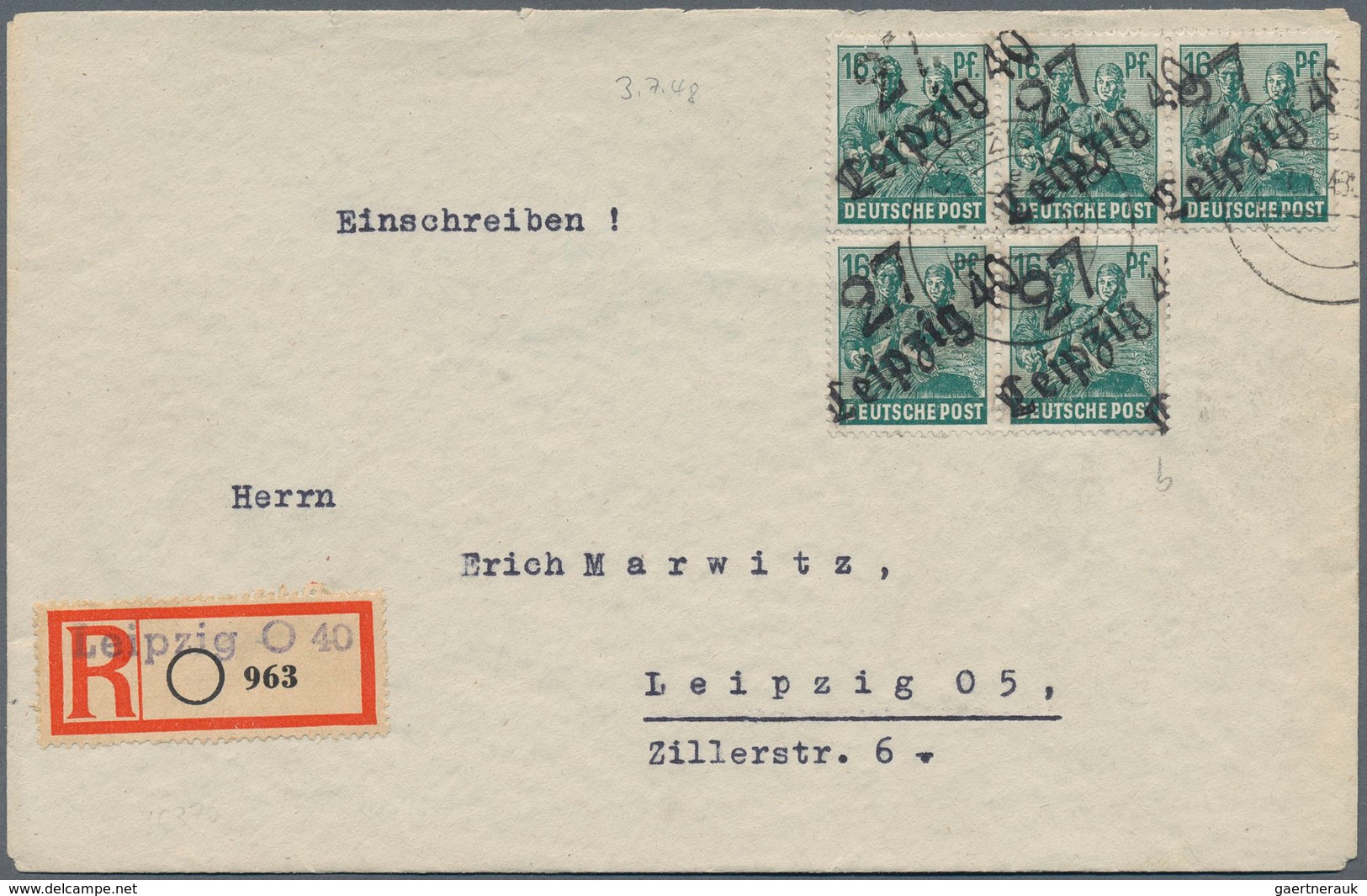 32267 Sowj. Zone - Bezirkshandstempel: 1948, Gehaltvolle Spezialsammlung Einzel- Und Mehrfachfrankaturen M - Sonstige & Ohne Zuordnung