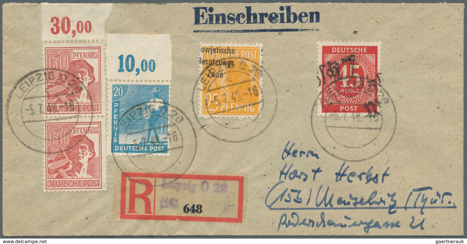 32269 Sowj. Zone - Bezirkshandstempel: 1948, Schöner Posten Von 10 Ehemaligen Einzellos-Belegen Mit Bezirk - Andere & Zonder Classificatie