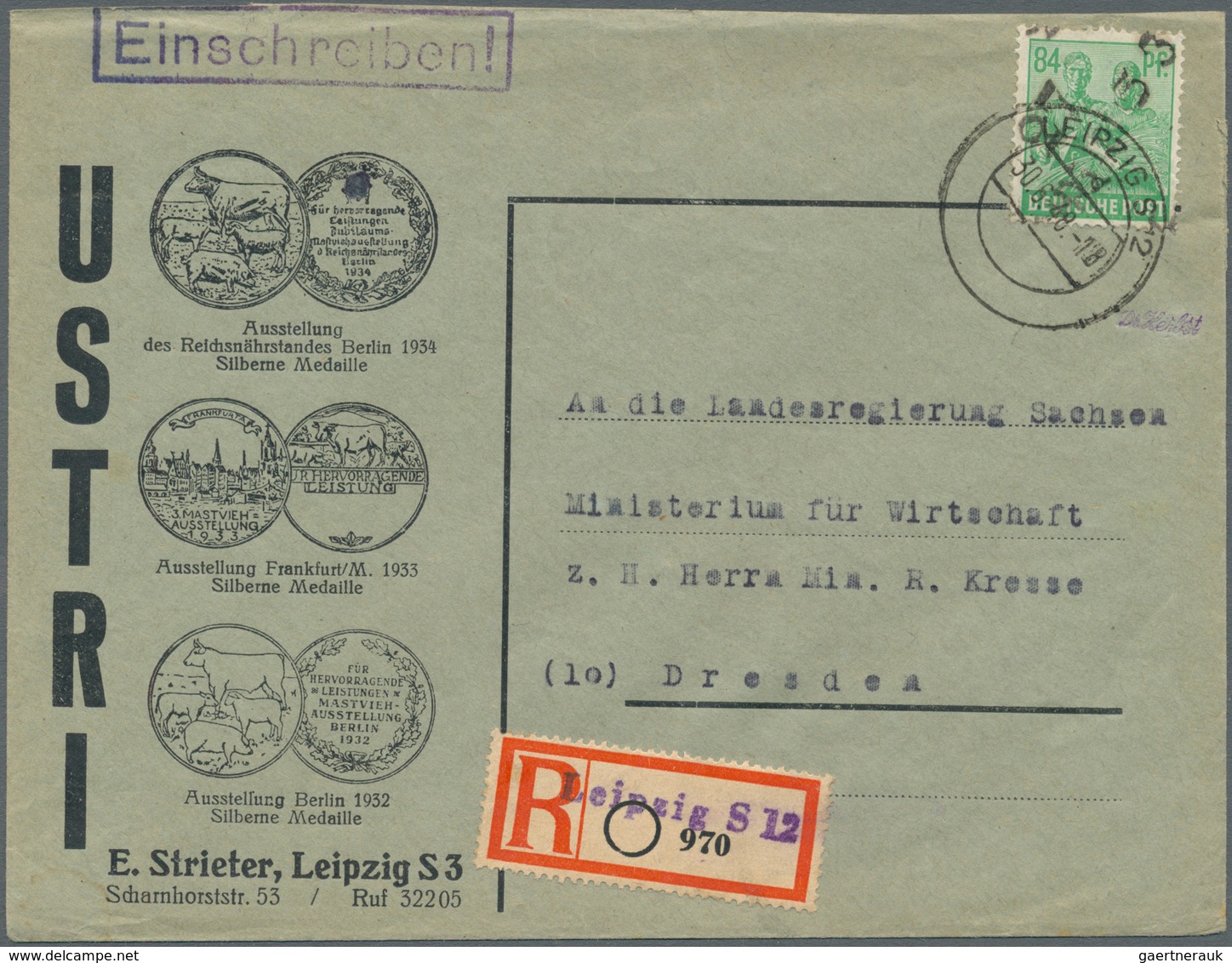 32269 Sowj. Zone - Bezirkshandstempel: 1948, Schöner Posten Von 10 Ehemaligen Einzellos-Belegen Mit Bezirk - Andere & Zonder Classificatie