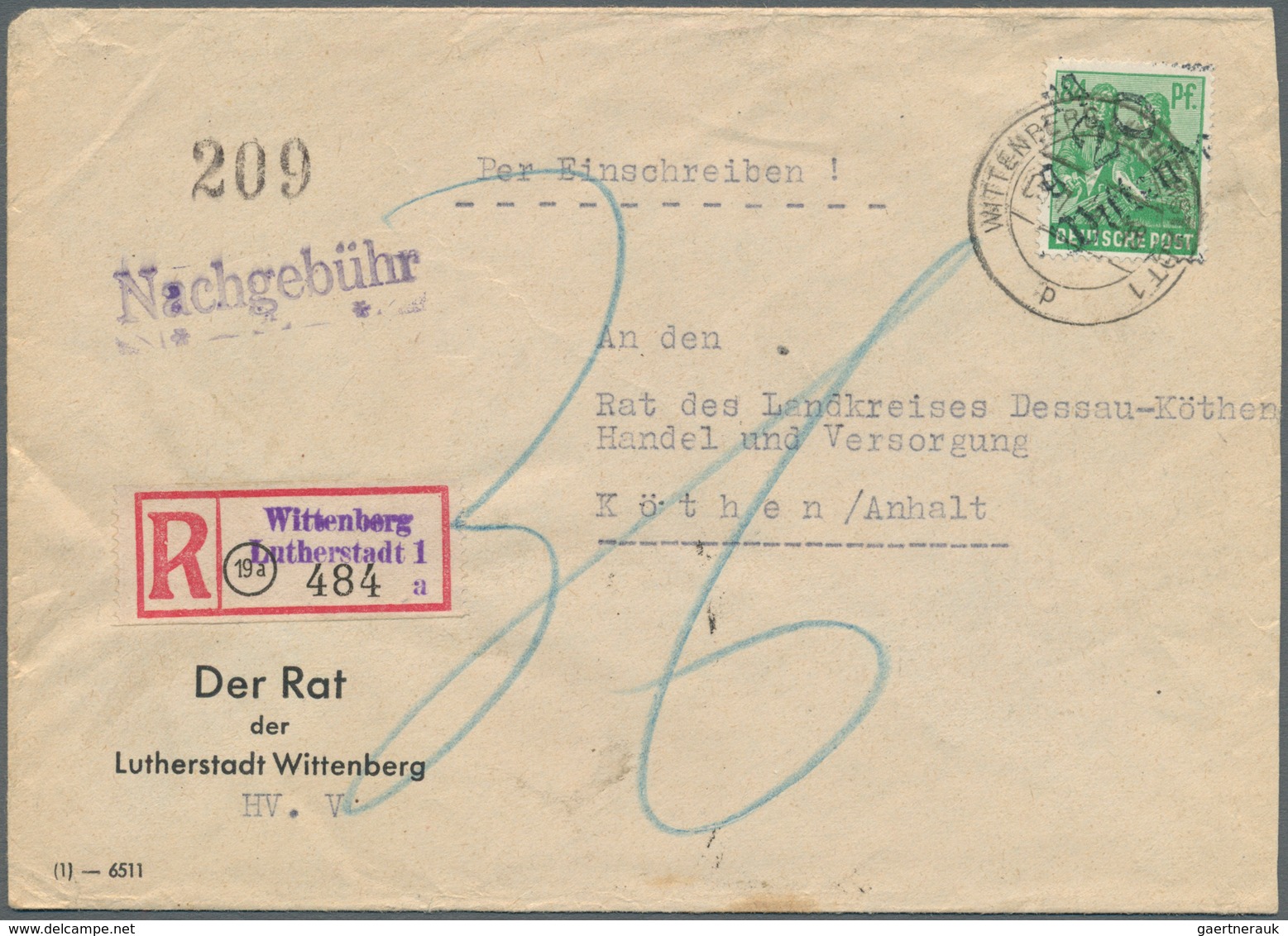 32269 Sowj. Zone - Bezirkshandstempel: 1948, Schöner Posten von 10 ehemaligen Einzellos-Belegen mit Bezirk