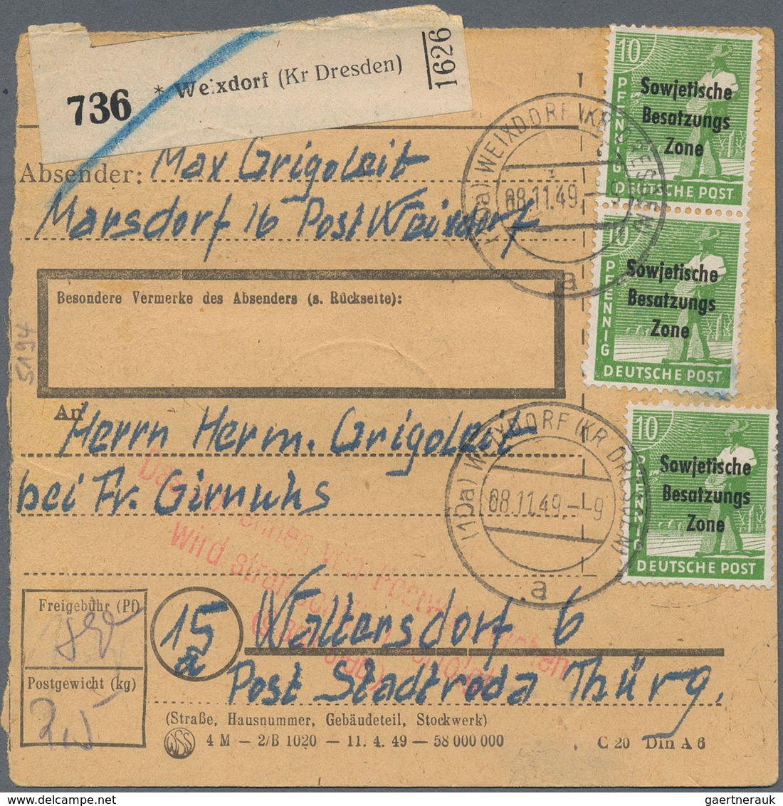 32273 Sowjetische Zone - Allgemeine Ausgaben: 1948, Freimarken Maschinenaufdrucke/Köpfe Einzel- und Mehrfa