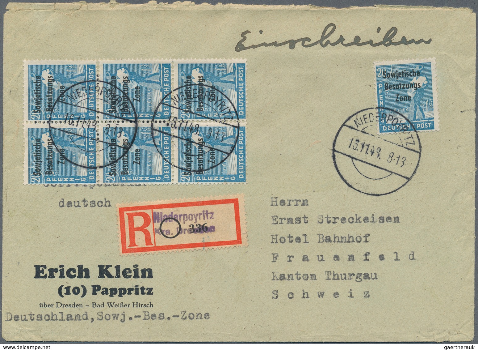 32273 Sowjetische Zone - Allgemeine Ausgaben: 1948, Freimarken Maschinenaufdrucke/Köpfe Einzel- und Mehrfa